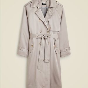 J. Crew Satin Crepe Trench coat with prima loft insulation Size 8